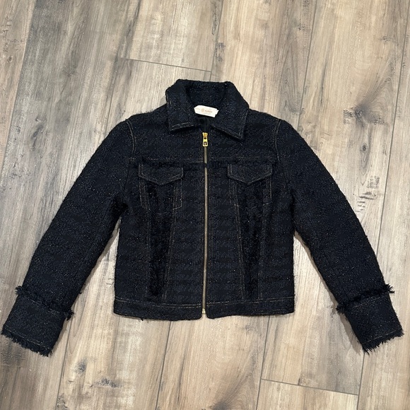 Tory Burch Navy Tweed Zip Up Jacket - Picture 3 of 6